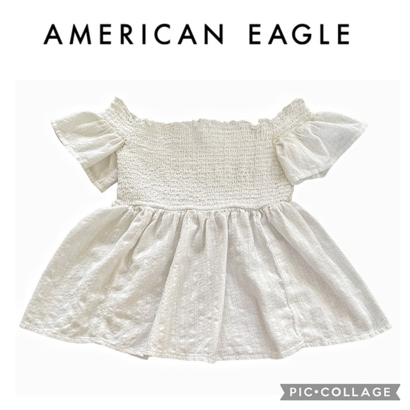 American Eagle Outfitters off the shoulder peplum white crop top size S - Picture 1 of 8